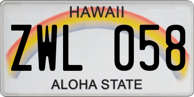 HI license plate ZWL058