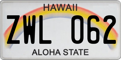 HI license plate ZWL062