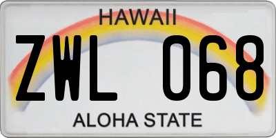 HI license plate ZWL068