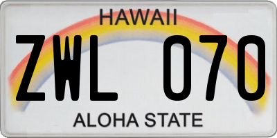 HI license plate ZWL070