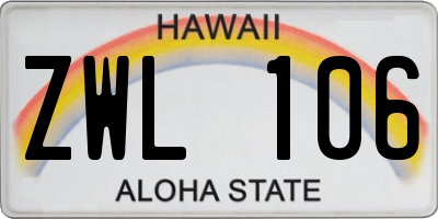 HI license plate ZWL106