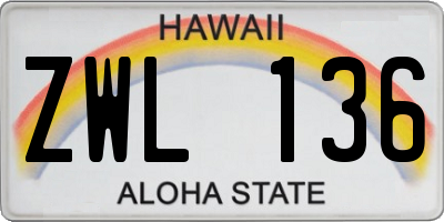 HI license plate ZWL136