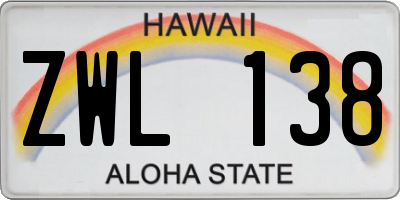HI license plate ZWL138
