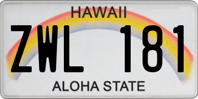 HI license plate ZWL181