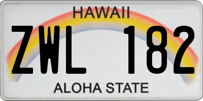 HI license plate ZWL182