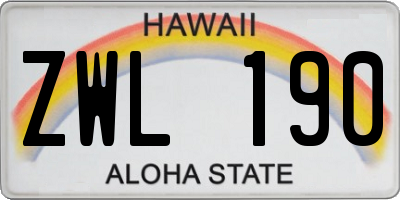 HI license plate ZWL190