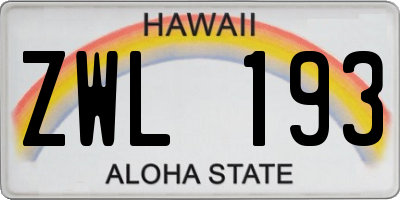 HI license plate ZWL193