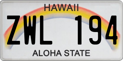 HI license plate ZWL194