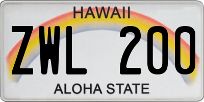 HI license plate ZWL200