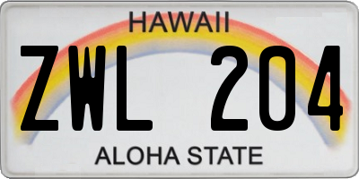 HI license plate ZWL204