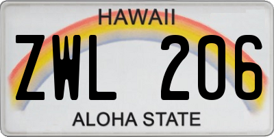 HI license plate ZWL206