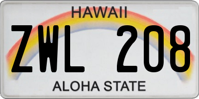 HI license plate ZWL208