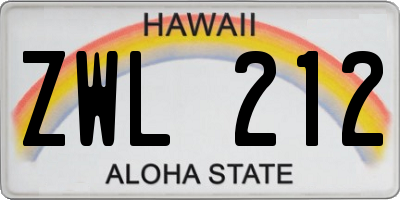 HI license plate ZWL212