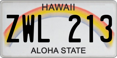 HI license plate ZWL213