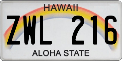 HI license plate ZWL216