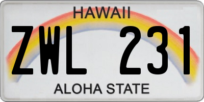 HI license plate ZWL231