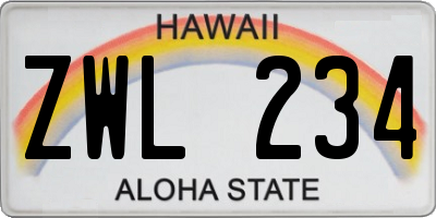 HI license plate ZWL234