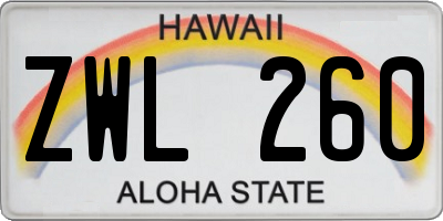 HI license plate ZWL260