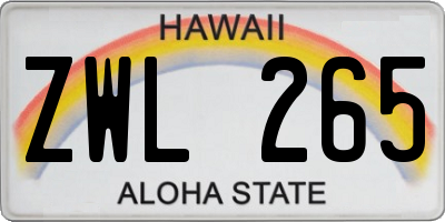 HI license plate ZWL265