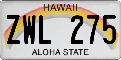 HI license plate ZWL275