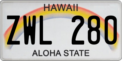 HI license plate ZWL280