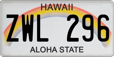 HI license plate ZWL296