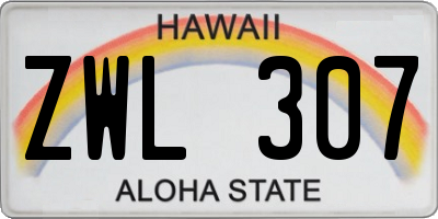 HI license plate ZWL307