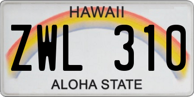 HI license plate ZWL310