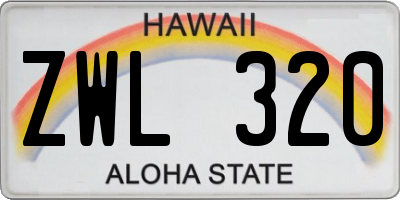 HI license plate ZWL320