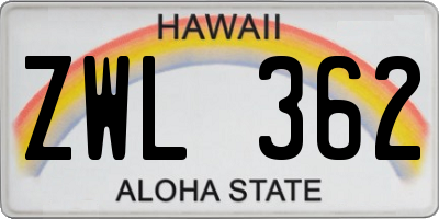 HI license plate ZWL362