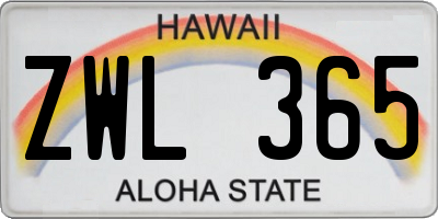 HI license plate ZWL365