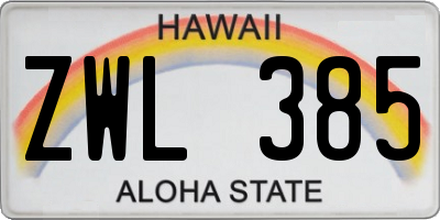 HI license plate ZWL385