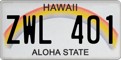HI license plate ZWL401