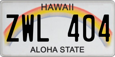 HI license plate ZWL404
