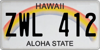 HI license plate ZWL412