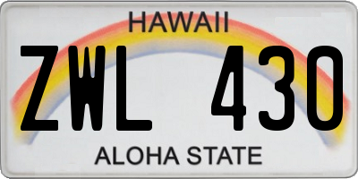 HI license plate ZWL430