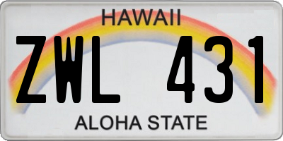 HI license plate ZWL431