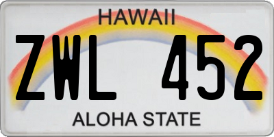 HI license plate ZWL452