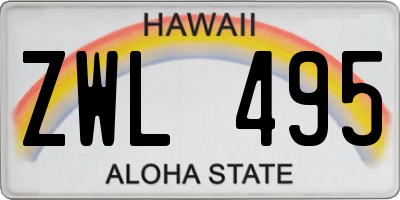 HI license plate ZWL495
