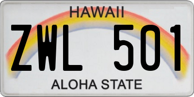 HI license plate ZWL501