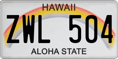 HI license plate ZWL504