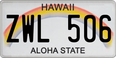 HI license plate ZWL506
