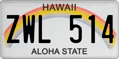 HI license plate ZWL514