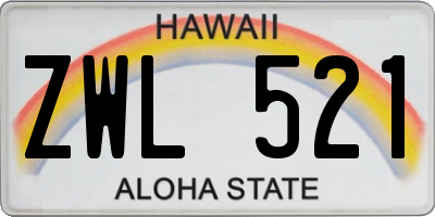 HI license plate ZWL521