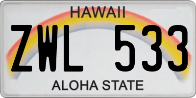 HI license plate ZWL533