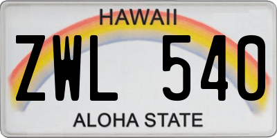 HI license plate ZWL540