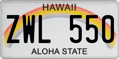 HI license plate ZWL550