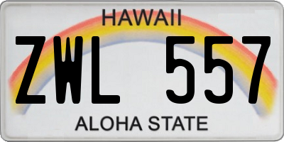 HI license plate ZWL557
