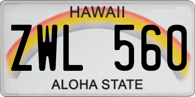 HI license plate ZWL560