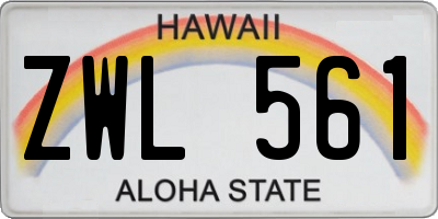 HI license plate ZWL561